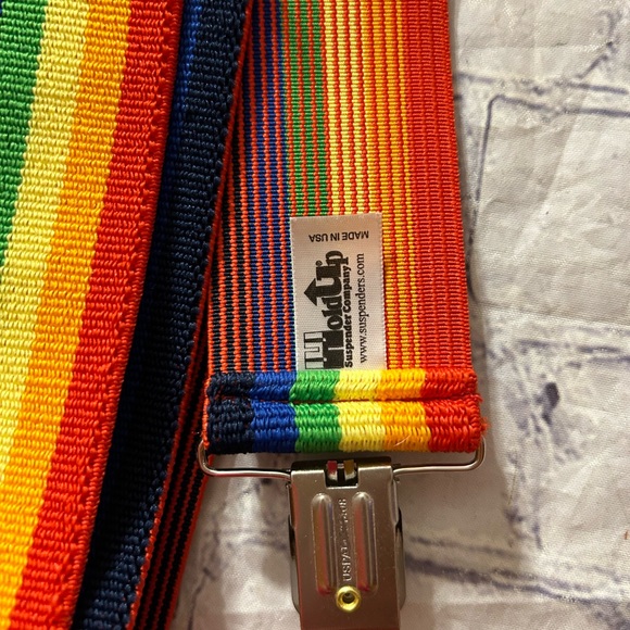 HOLDUP SUSPENDER COMPANY RAINBOW DESIGN ADJUSTABLE MULTI COLORED SUSPENDERS O/S - Picture 4 of 5